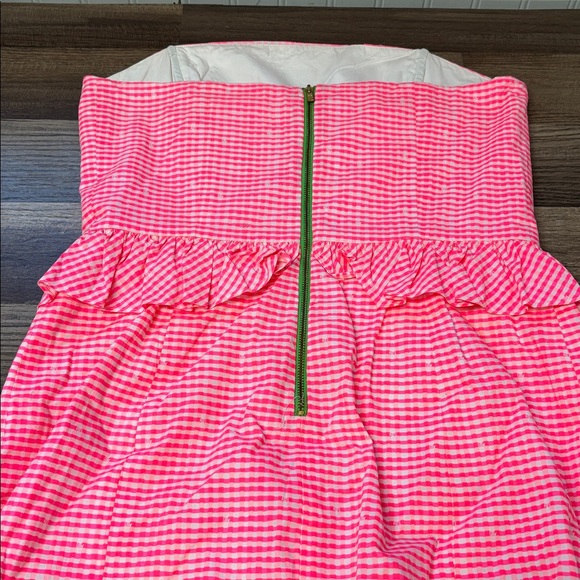 Lilly Pulitzer Lowe strapless dress in a fiesta pink and white gingham - Picture 5 of 6